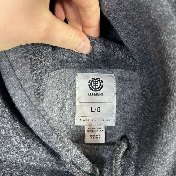 Element Skateboard Melting Hoodie Mens Large Pullover Heather Gray Cotton Y2K - Picture 8 of 8